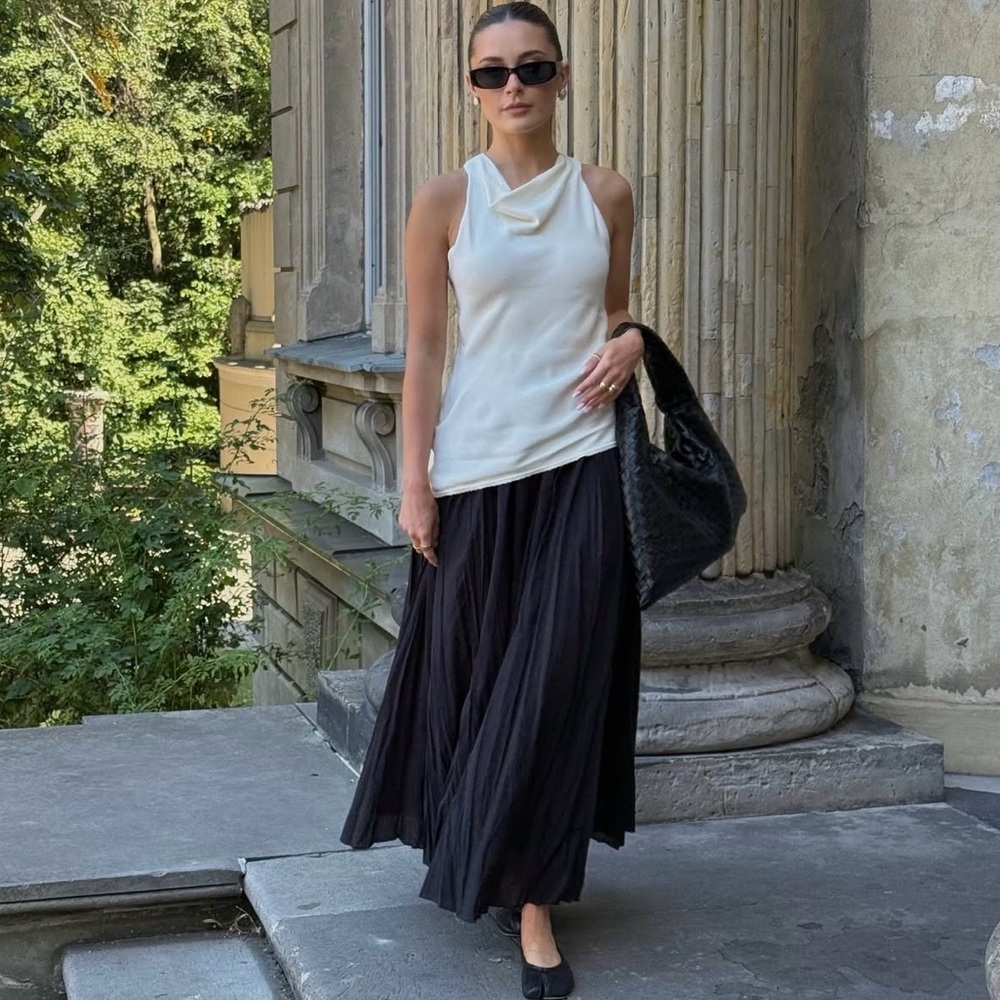 Zara Asymmetrical Draped Twist Open Back Maxi Dress NWT
